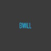 Texte bleu "BWALL" centré sur un fond gris foncé.