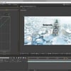 Interface du logiciel Adobe After Effects affichant l'édition d'une composition montrant une tour dans une ville enneigée avec l'étiquette "Belgrade Gardos Tower".
